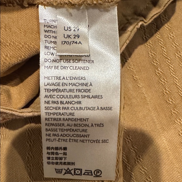 Anthropology Chino Size 29 in a Mustard/Gold color in a textured material - Picture 7 of 11